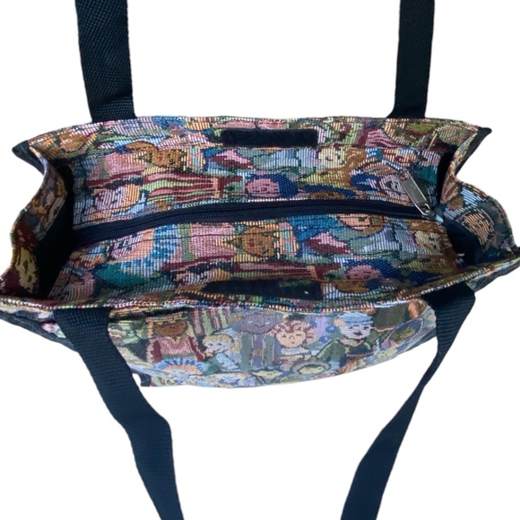 Vintage Tapestry It's A Small World People Shopper Book Tote Bag Multi Cultural - Picture 5 of 6